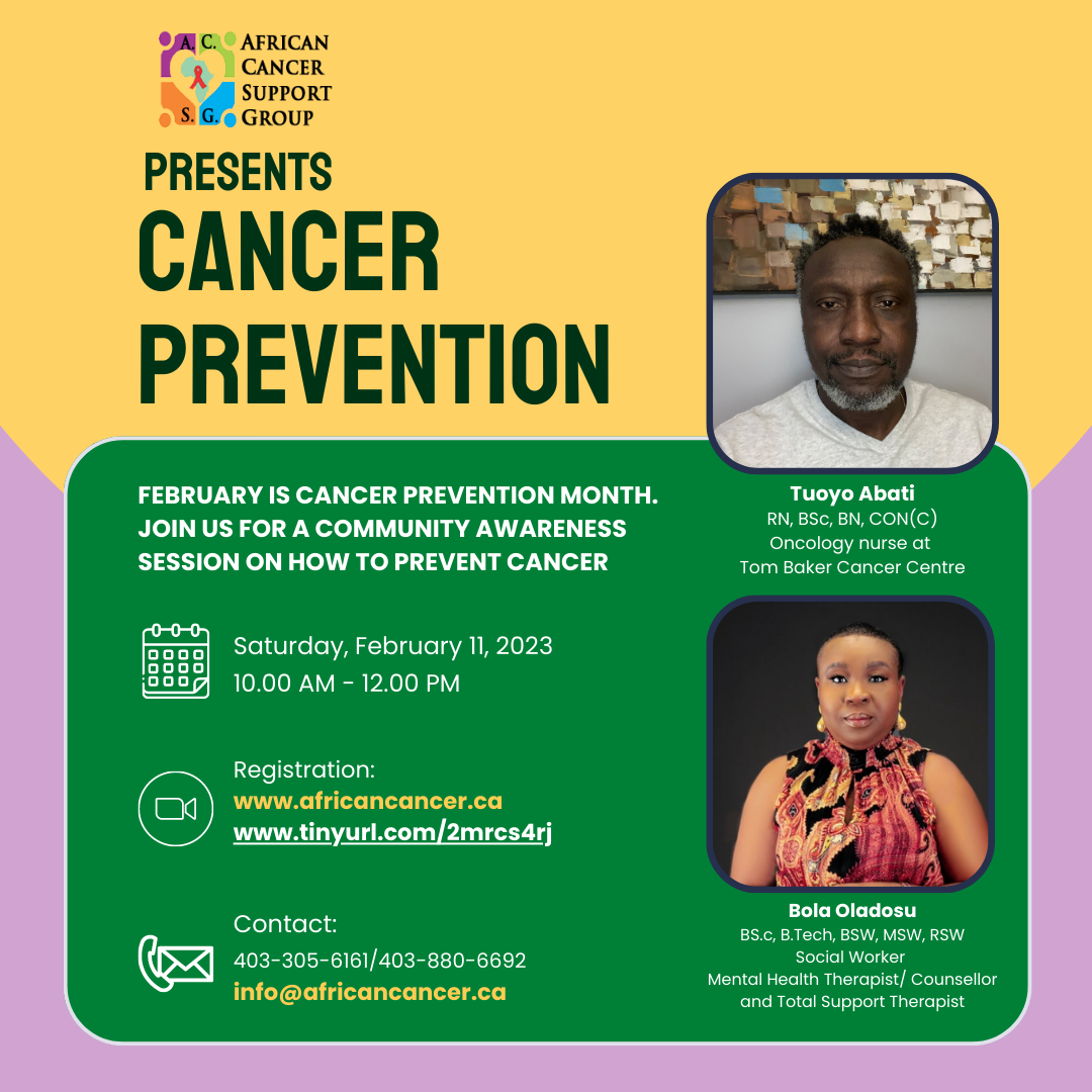 Cancer Prevention Community Awareness Session flyer